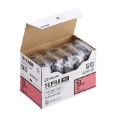 [SC9R-5P] テプラPROテープカートリッジ 9mm エコパック(5個入) カラーラベル(パステル) 赤/黒文字|ラベルライター|文具・オフィス機器
