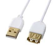 [KU-SLEN15WK] 極細USB延長ケーブル(A-Aメス延長タイプ・ホワイト・1.5m)|ケーブル(OAファニチャー・アクセサリ)|OAファニチャー・アクセサリ