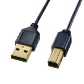 [KU20-SL15BKK] 極細USBケーブル(USB2.0 A-Bタイプ・ブラック・1.5m)|ケーブル(OAファニチャー・アクセサリ)|OAファニチャー・アクセサリ