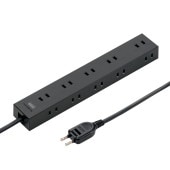[TAP-2210-1BK] 電源タップ 2P 10個口 強力ネオジムマグネット シャッター付|電源関連(OAファニチャー・アクセサリ)|OAファニチャー・アクセサリ