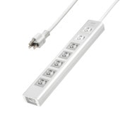 [TAP-F37SH-3K] 電源タップ 7個口 3m 雷ガード マグネット シャッター付 5個口連動集中スイッチ付 絶縁キャップ付 3Pプラグ|電源関連(OAファニチャー・アクセサリ)|OAファニチ