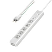 [TAP-F37SH-5KS] 電源タップ 7個口 5m 雷ガード マグネット 3P シャッター付 5個口連動集中スイッチ付 絶縁キャップ付 2Pスイングプラグ|電源関連(OAファニチャー・アクセサリ