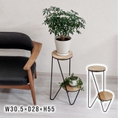[7528] フラワースタンド ダブルフロア HIGH アイアン ウッド 木製 プランタースタンド 円形 屋外 屋内 園芸用品 ガーデニング★|園芸台|DIY・ガーデニング