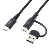[KU-CCP60ACC10BK] USB2.0Type-C�����֥�(CtoA�Ѵ������ץ��դ���PD60W��1m���֥�å�)