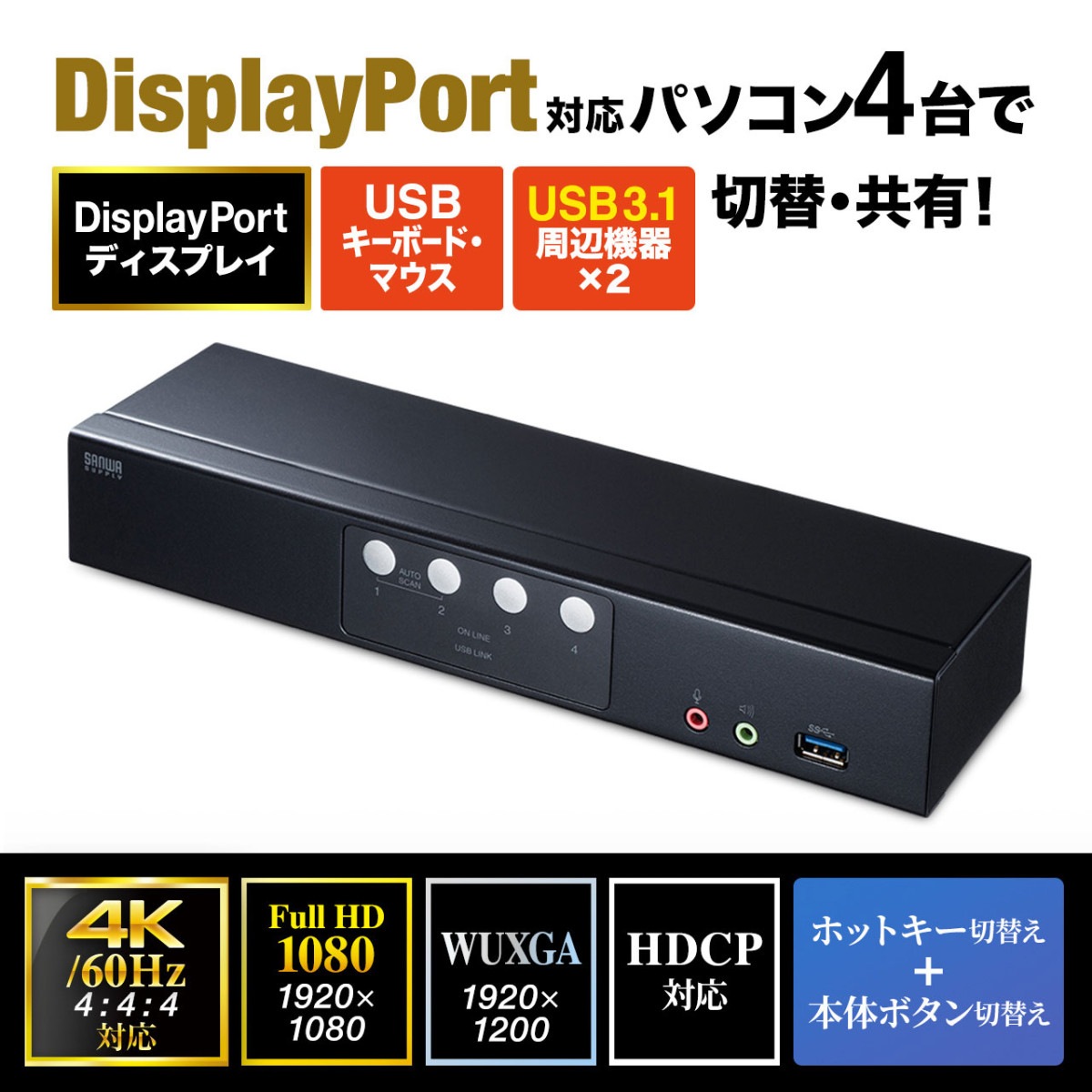 [SW-KVM4HDPU] DisplayPortбѥưش(4:1)