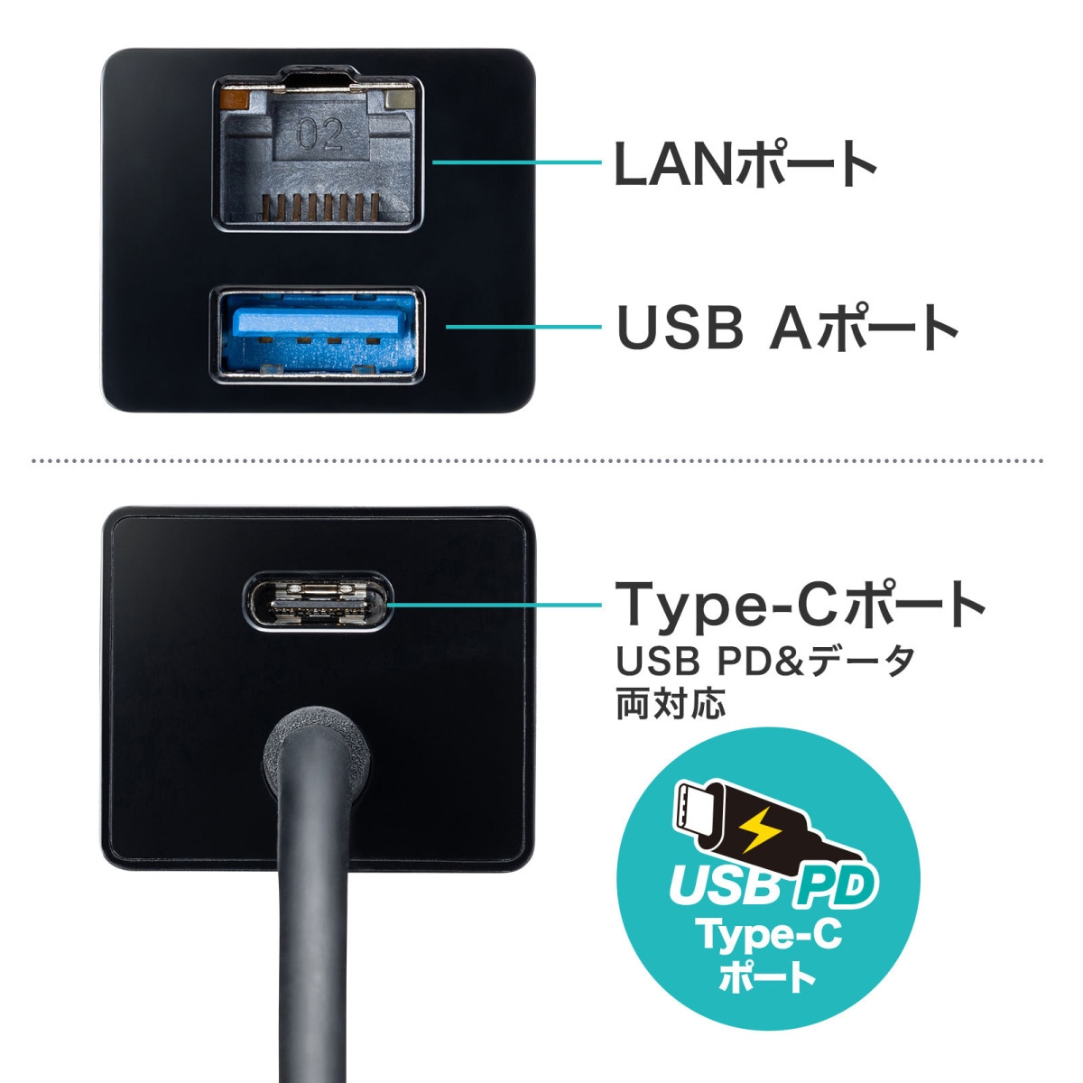 [USB-3TCH33BK] USB Type-C�ϥ��դ� �����ӥå�LAN�����ץ�