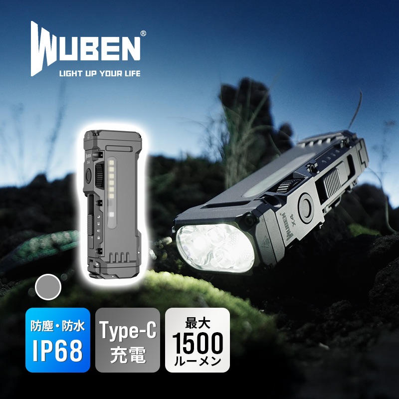 [X4-GU] LED�饤�� ���ż� ���� ���뤤 ���� ����᥿ 1500�롼���  �ϥ�ǥ��饤�� �ߥ� �ޥ��ͥå��� RGB�⡼��7���� Type-C��®���� ��ñ��� �����̥Хåƥ꡼ �ɿ��ɿ� IP68����