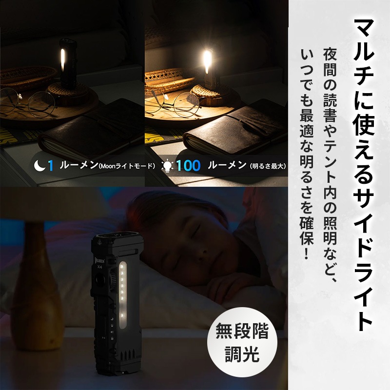 [X4-GU] LED�饤�� ���ż� ���� ���뤤 ���� ����᥿ 1500�롼���  �ϥ�ǥ��饤�� �ߥ� �ޥ��ͥå��� RGB�⡼��7���� Type-C��®���� ��ñ��� �����̥Хåƥ꡼ �ɿ��ɿ� IP68����