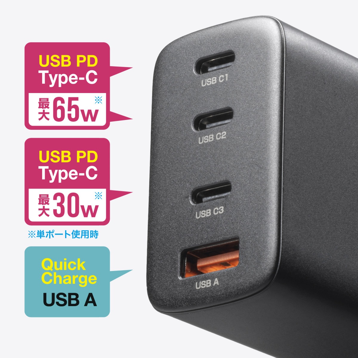 [ACA-PD107BK] USB PD�б�AC���Ŵ�(PD65W��C��3+A��1)