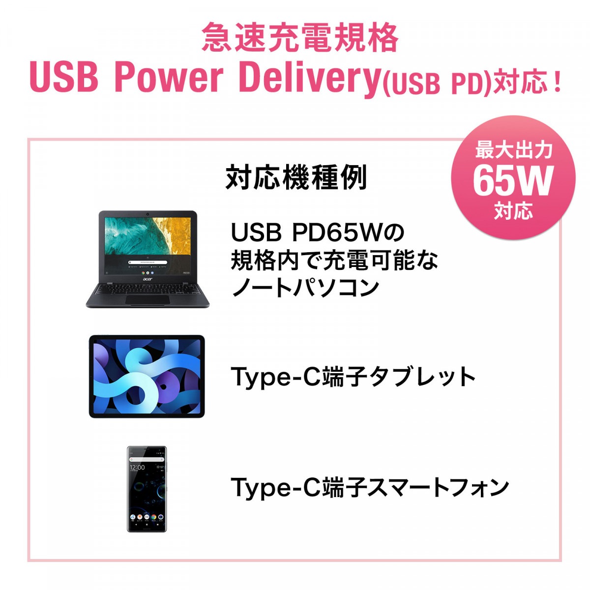 [ACA-PD91BK] USB PD�б�AC���Ŵ�(PD65W��TypeC�����֥��դ�)