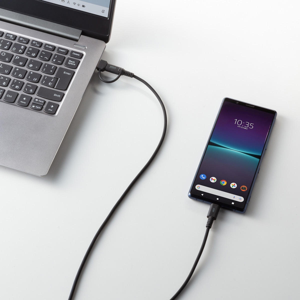 [KU-CCP60ACC10BK] USB2.0Type-C�����֥�(CtoA�Ѵ������ץ��դ���PD60W��1m���֥�å�)