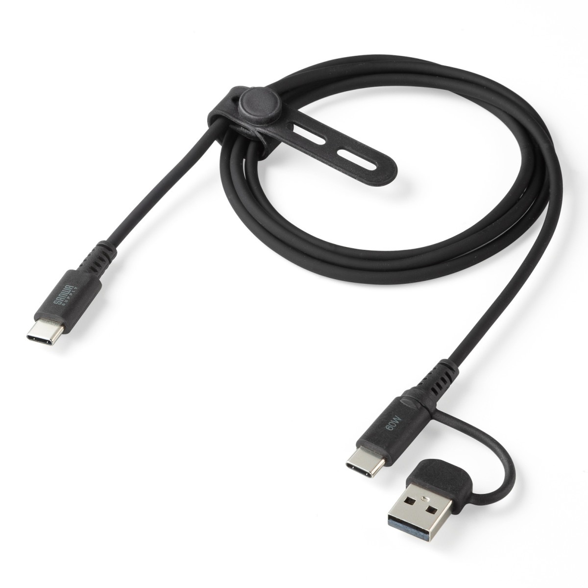 [KU-CCP60ACC10BK] USB2.0Type-C�����֥�(CtoA�Ѵ������ץ��դ���PD60W��1m���֥�å�)