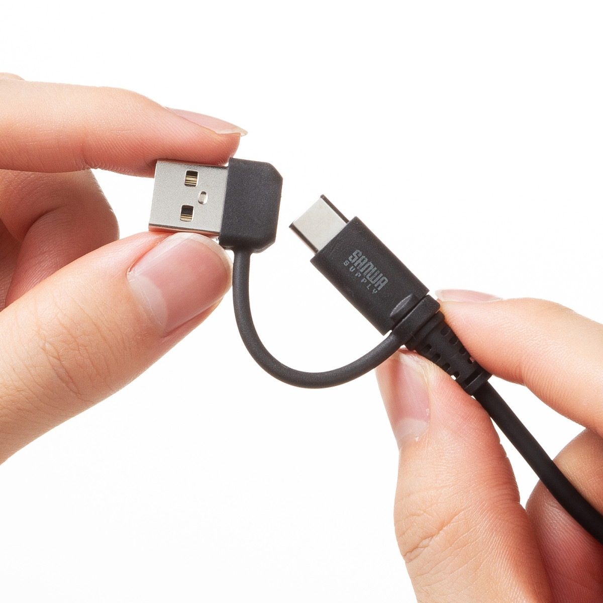 [KU-CCP60ACC10BK] USB2.0Type-C�����֥�(CtoA�Ѵ������ץ��դ���PD60W��1m���֥�å�)