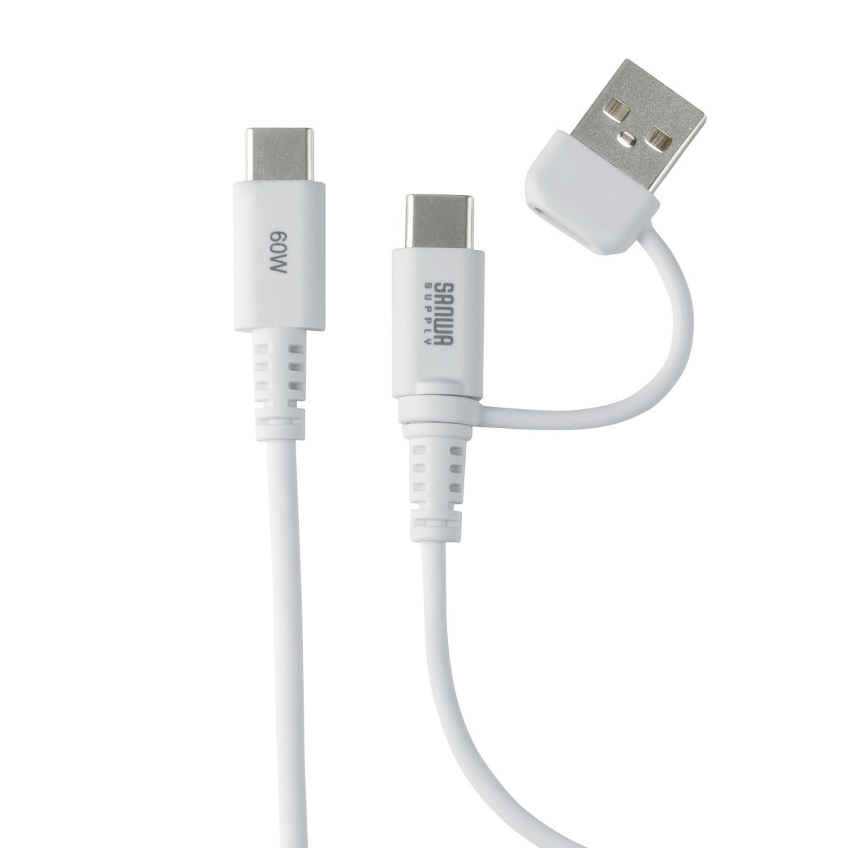 [KU-CCP60ACC10W] USB2.0Type-C�����֥�(CtoA�Ѵ������ץ��դ���PD60W��1m���ۥ磻��)