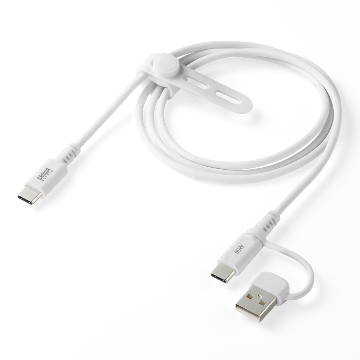[KU-CCP60ACC10W] USB2.0Type-C�����֥�(CtoA�Ѵ������ץ��դ���PD60W��1m���ۥ磻��)