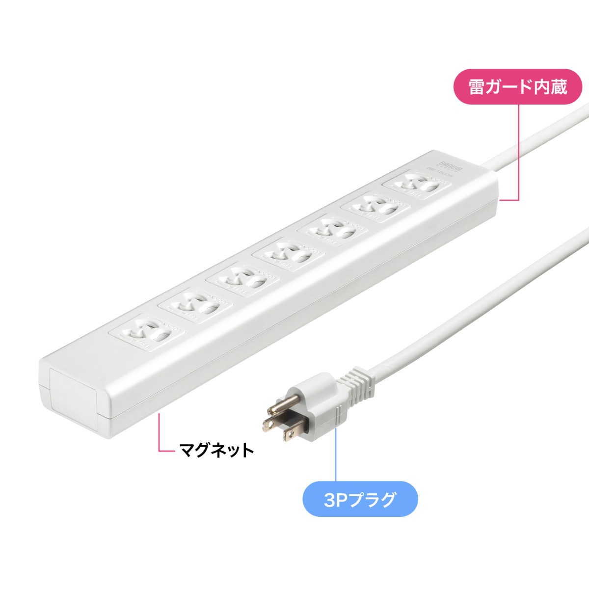 [TAP-F37SH-3R] �Ÿ����å� 7�ĸ� 3m �륬���� �ޥ��ͥå� ����å����� ��省��å��� 3P�ץ饰 �ʰץѥå�����