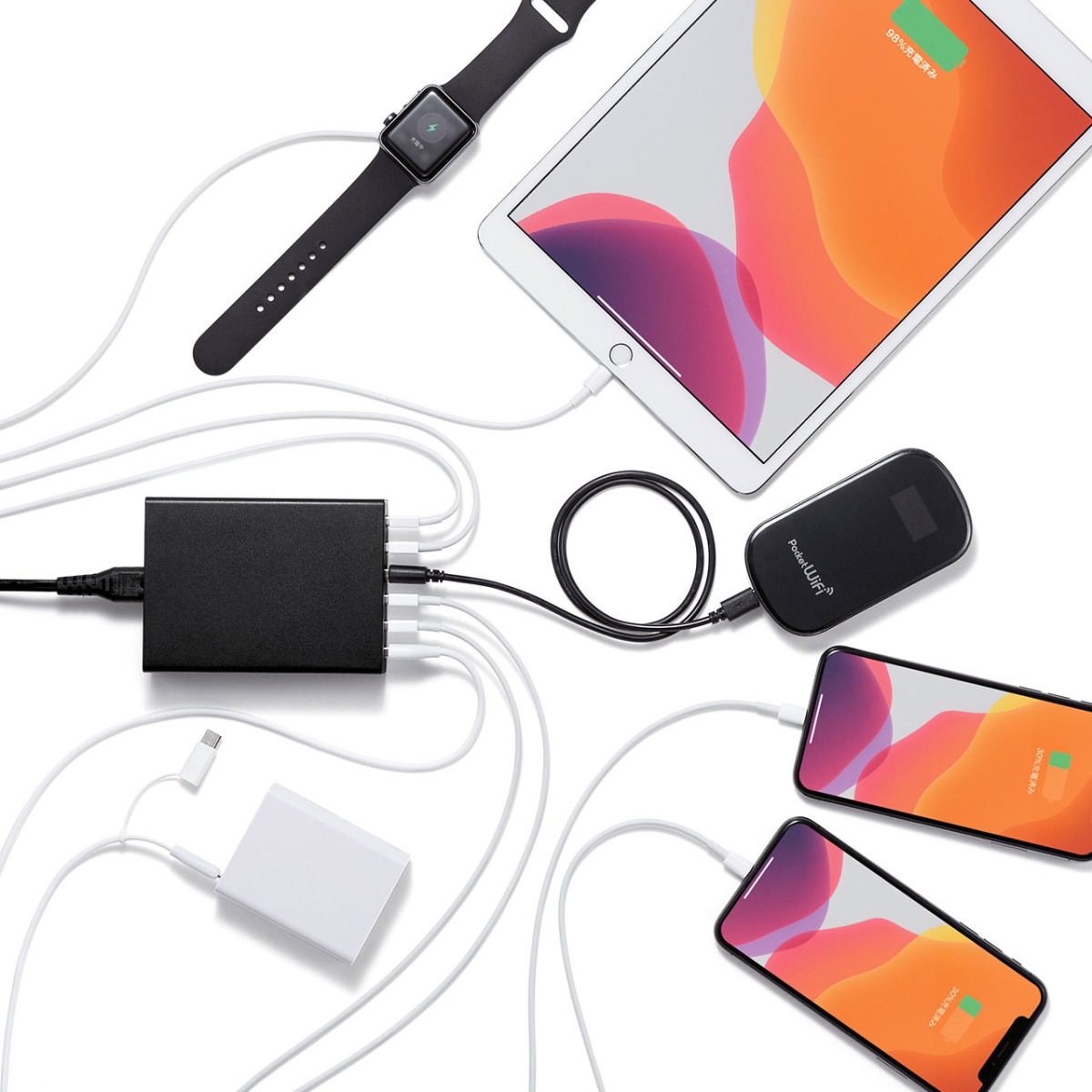 [ACA-IP67BK] USB���Ŵ�(6�ݡ��ȡ����12A���֥�å�)