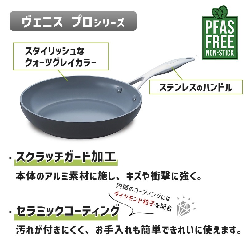 [CC000652-001] �ե饤�ѥ� 26cm �����˥��ץ� IH���������б� PFAS�ե꡼ �ե����Ի��� GREENPAN �������б� Ĵ����� ���å������ʡ�