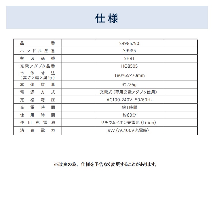 [S9985-50] ���ò�������� �����åȡ��ɥ饤��ư�������С� Shaver series 9000