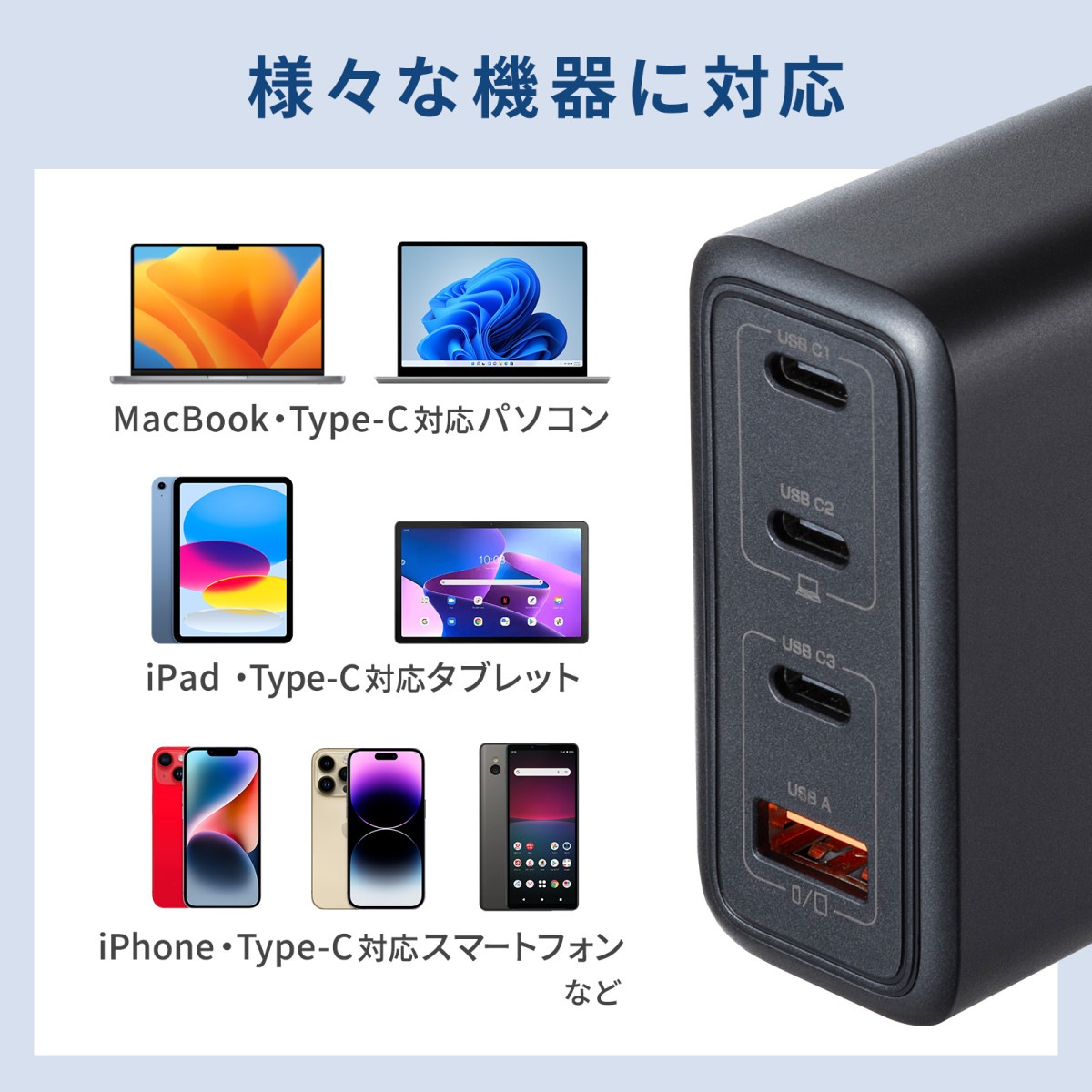 [ACA-PD104BK] USB-C���Ŵ� PD�б� 100W (USB-C��3+USB-A��1)