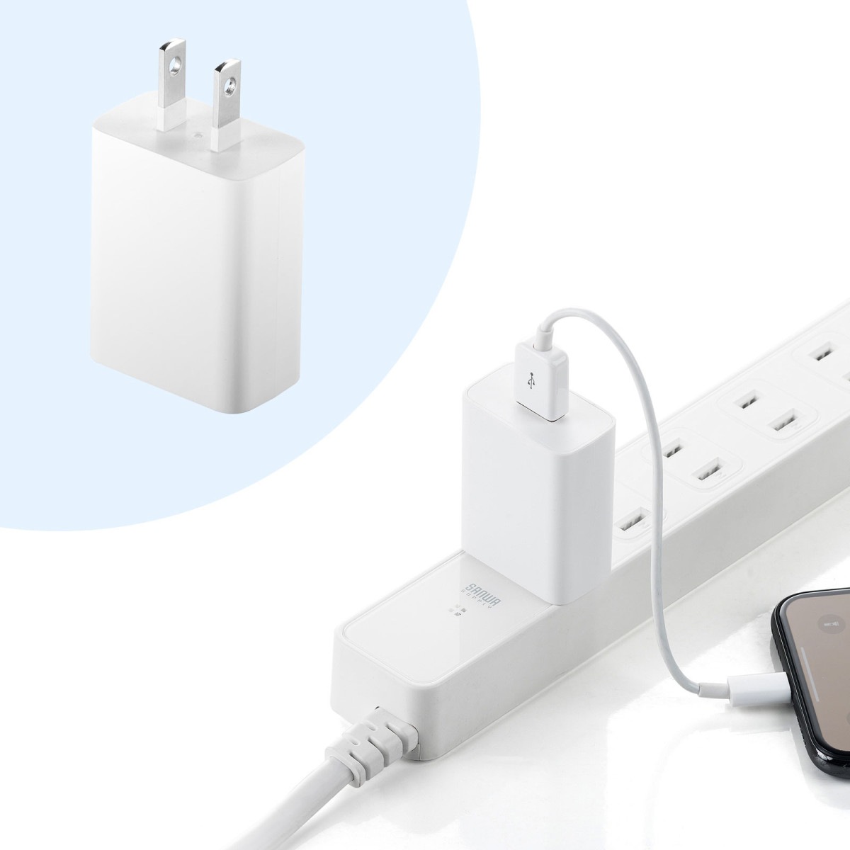 [ACA-IP87W] USB���Ŵ�(2A���ۥ磻��)