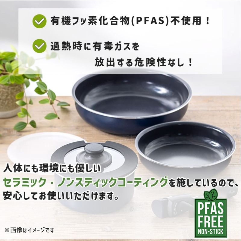 [CC007823-004] �ե饤�ѥ󥻥å� ����å������� 8�����å� ���å����ե����ɥ֥롼 �ϥ�ɥ�æ�弰������ PFAS�ե꡼ �ե����Ի��� IH���������б� GREENPAN��