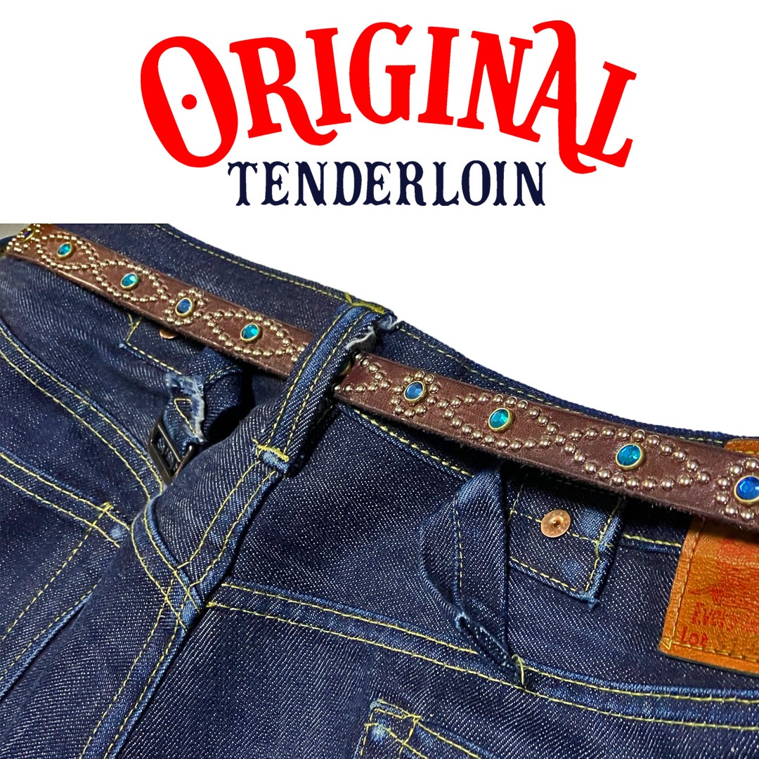 TENDERLOIN Super Narrow STUDS BELT DARK BROWN