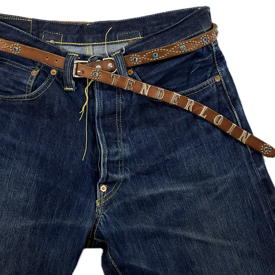TENDERLOIN Super Narrow STUDS BELT CAMEL BLUE STONE | OTHER