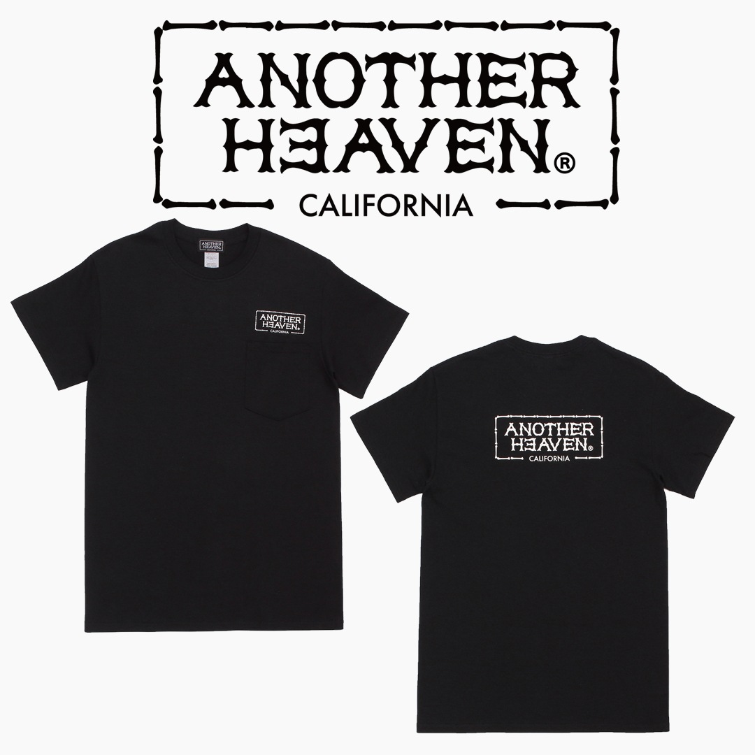 ANOTHER HEAVEN LOGO POCKET T-SHIRTS 6.0oz PREMIUM COTTON 100% BLACK