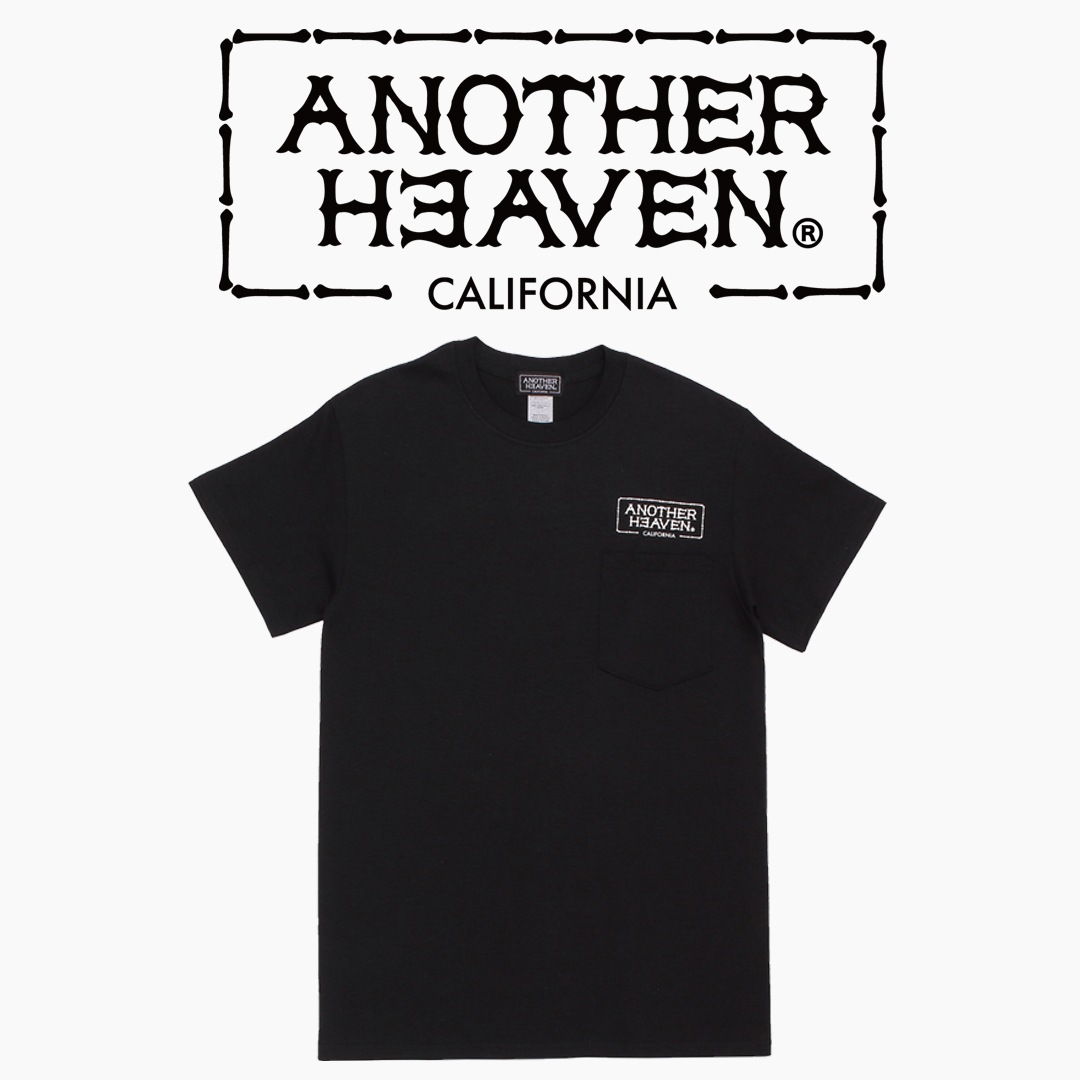 ANOTHER HEAVEN LOGO POCKET T-SHIRTS 6.0oz PREMIUM COTTON 100% BLACK
