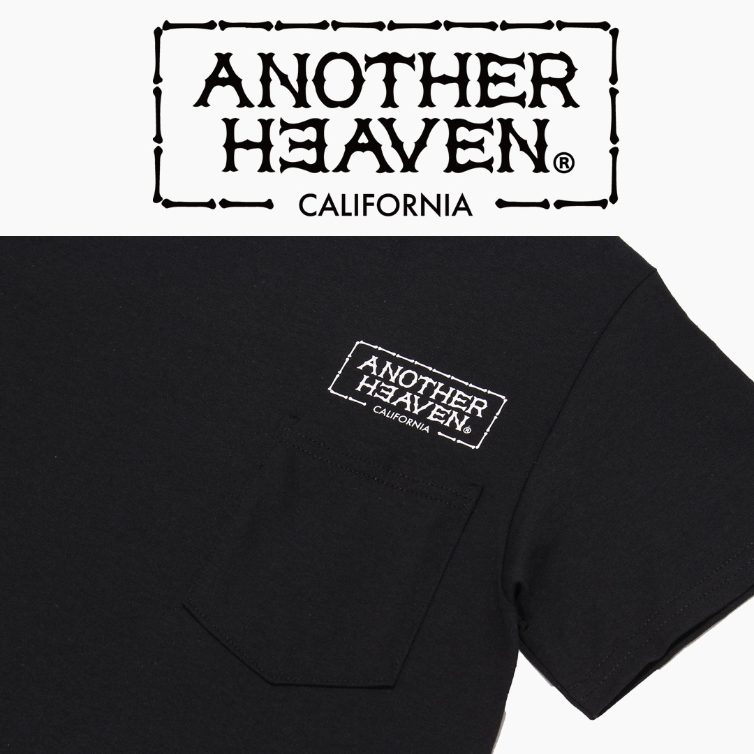 ANOTHER HEAVEN LOGO POCKET T-SHIRTS 6.0oz PREMIUM COTTON 100% BLACK