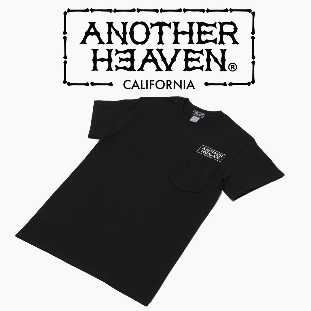 ANOTHER HEAVEN LOGO POCKET T-SHIRTS 6.0oz PREMIUM COTTON 100% BLACK