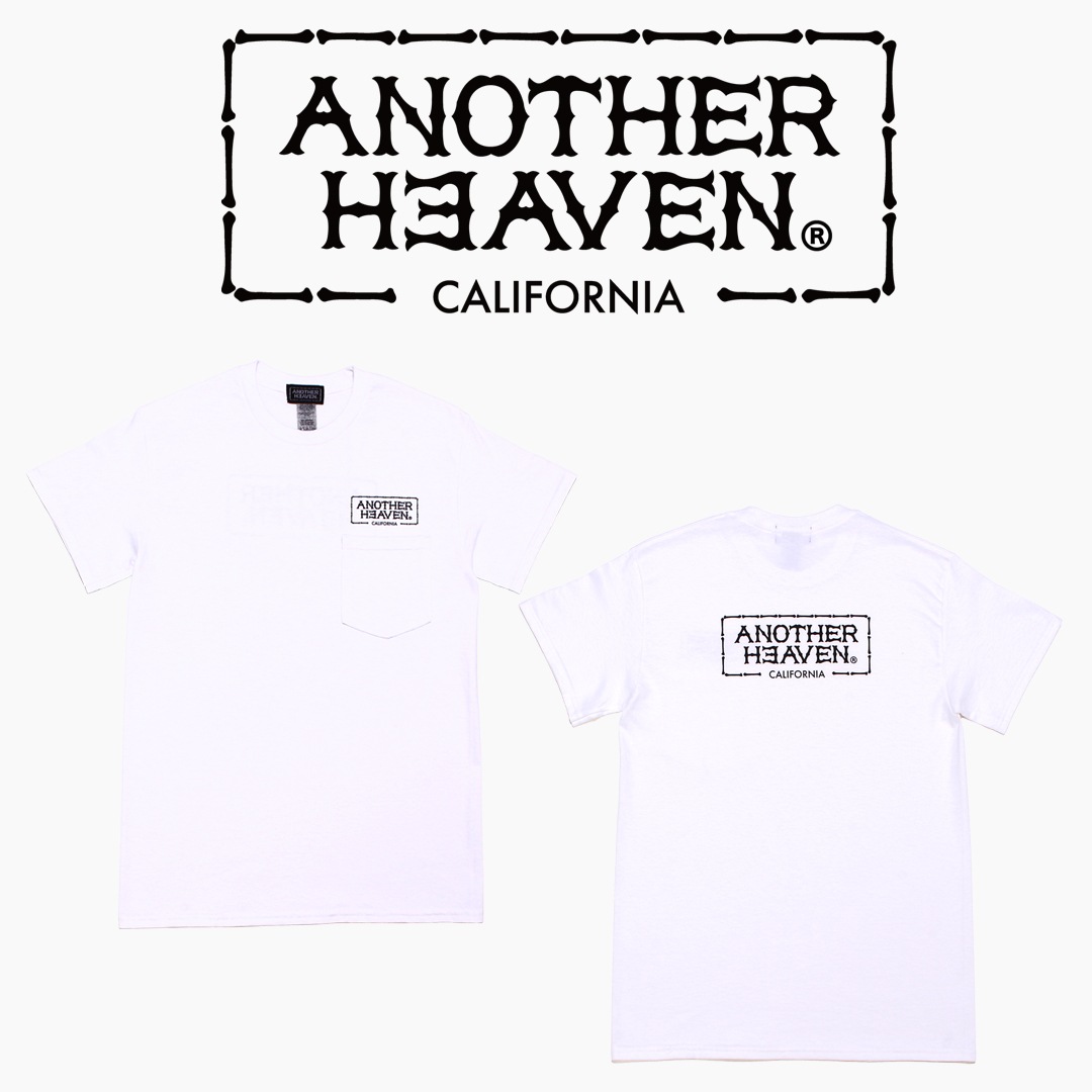 ANOTHER HEAVEN LOGO POCKET T-SHIRTS 6.0oz  PREMIUM COTTON 100% WHITE