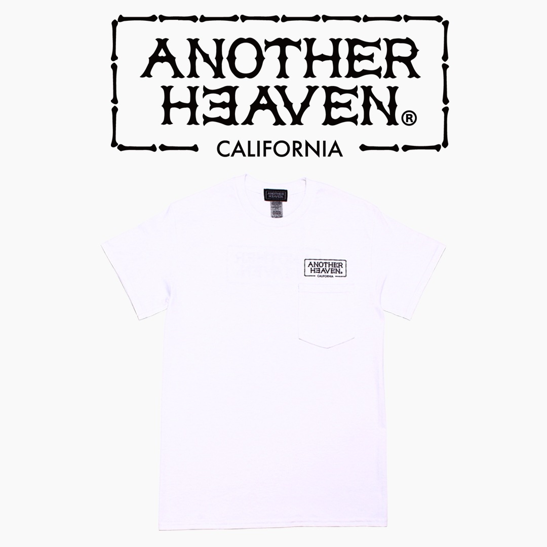 ANOTHER HEAVEN LOGO POCKET T-SHIRTS 6.0oz  PREMIUM COTTON 100% WHITE