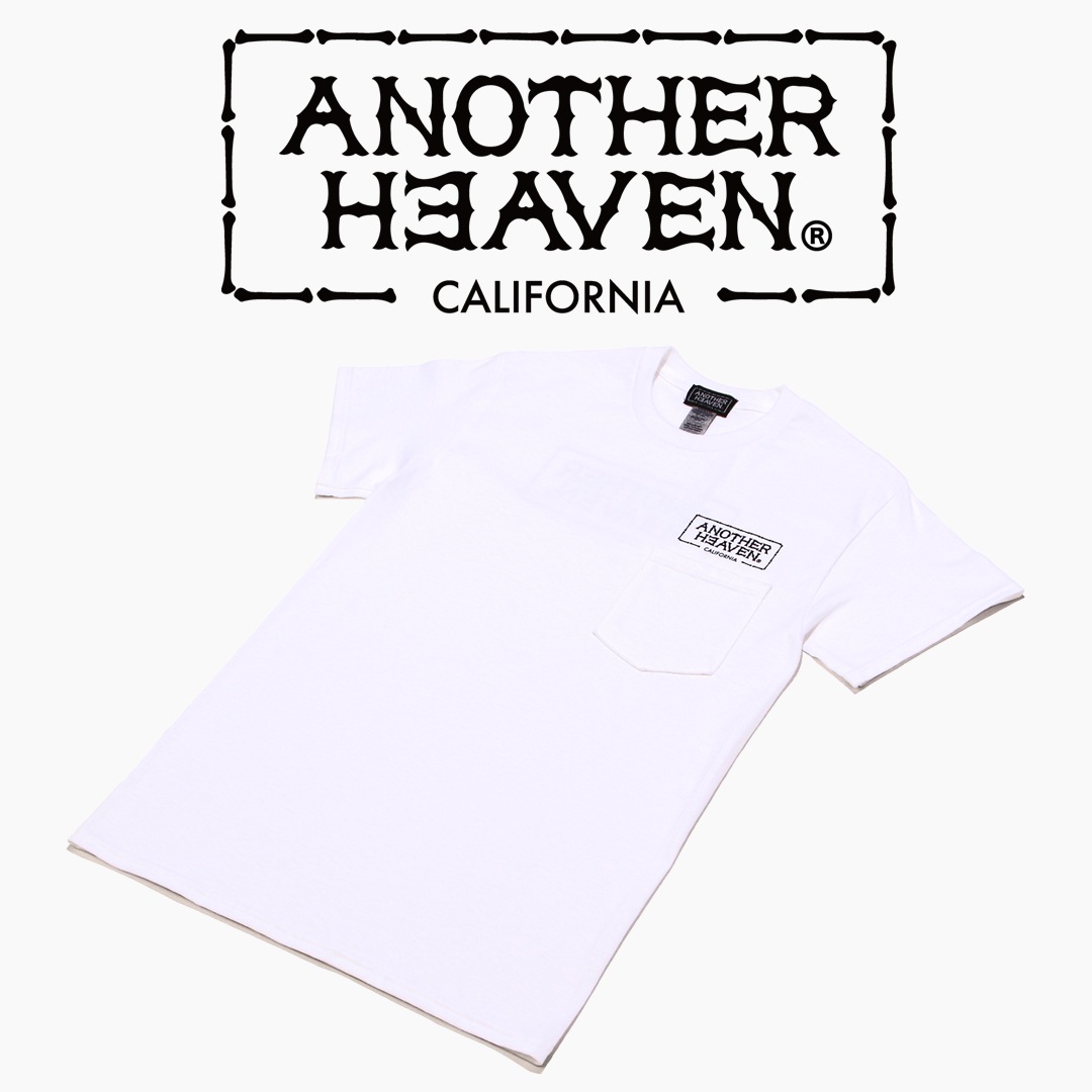 ANOTHER HEAVEN LOGO POCKET T-SHIRTS 6.0oz  PREMIUM COTTON 100% WHITE