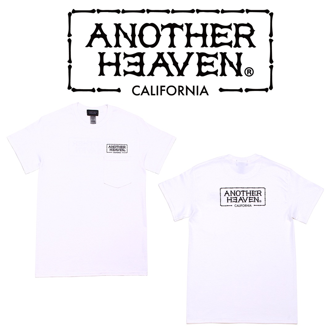 ANOTHER HEAVEN LOGO POCKET T-SHIRTS 6.0oz  PREMIUM COTTON 100% WHITE