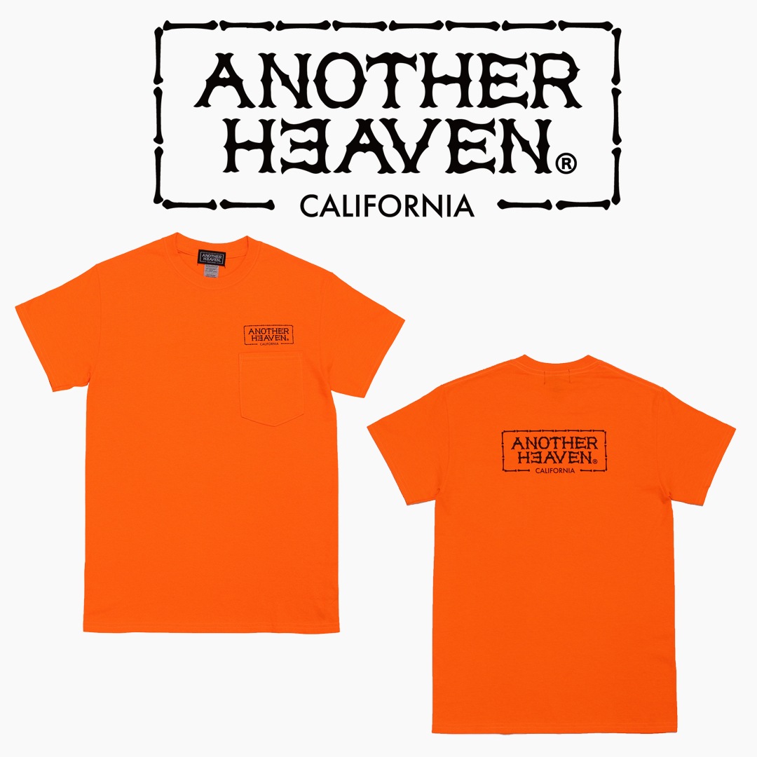 ANOTHER HEAVEN LOGO POCKET T-SHIRTS 6.0oz  PREMIUM 50% Cotton. 50% Polyester S.ORANGE