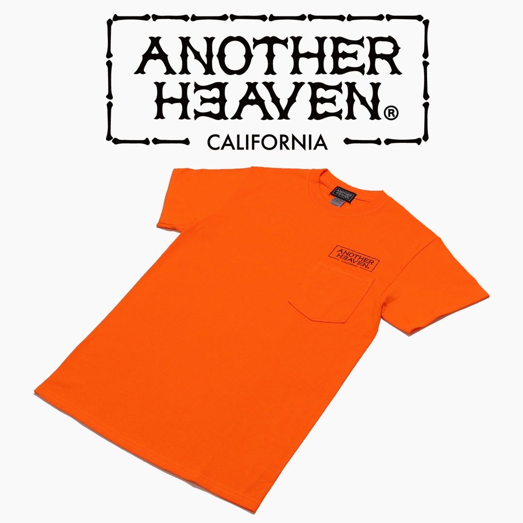 ANOTHER HEAVEN LOGO POCKET T-SHIRTS 6.0oz  PREMIUM 50% Cotton. 50% Polyester S.ORANGE