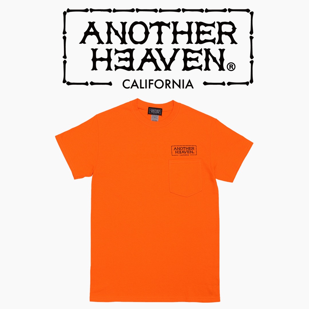 ANOTHER HEAVEN LOGO POCKET T-SHIRTS 6.0oz  PREMIUM 50% Cotton. 50% Polyester S.ORANGE