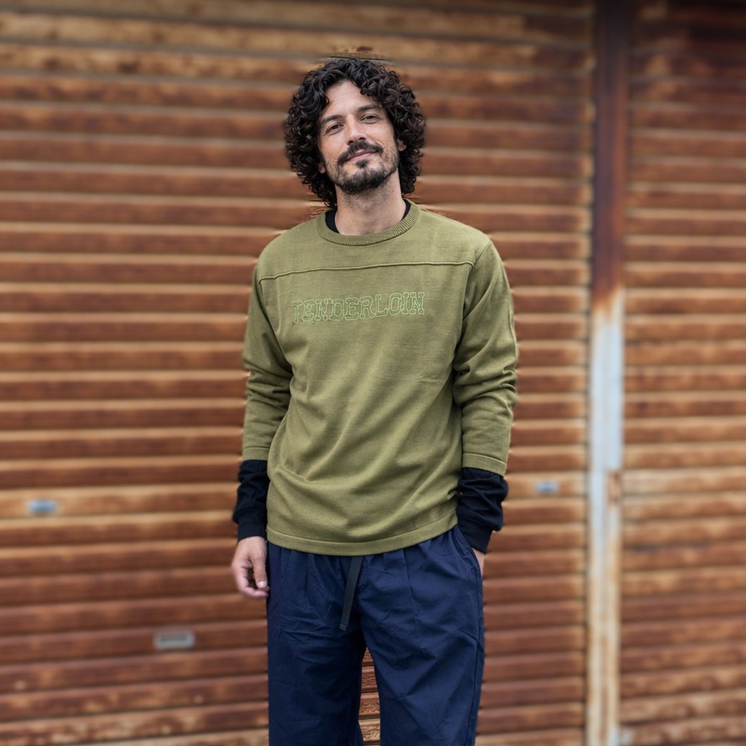TENDERLOIN SILK KNIT FOOTBALL SHIRTS KAHKI | SWEATSHIRT/SWEATER