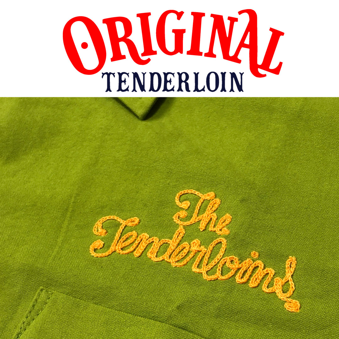TENDERLOIN - Stencil Work Shirt テンダーロイン TENDERLOIN BOWLING SHIRTS KAHKI GOLD EMBROIDERY | SHIRT