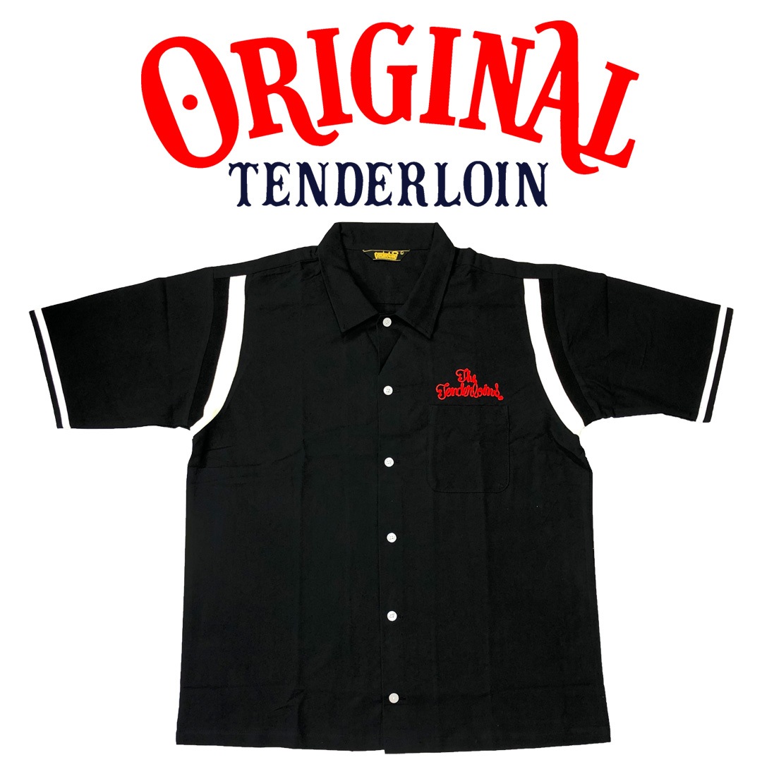 TENDERLOIN BOWLING SHIRTS BLACK RED EMBROIDERY