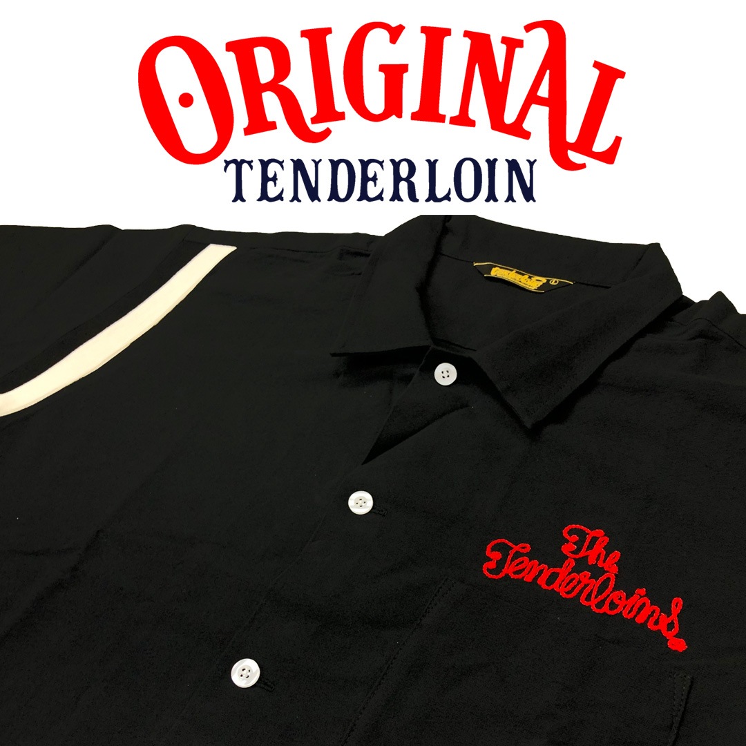 TENDERLOIN BOWLING SHIRTS BLACK RED EMBROIDERY