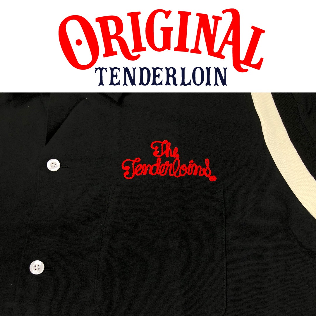 TENDERLOIN BOWLING SHIRTS BLACK RED EMBROIDERY