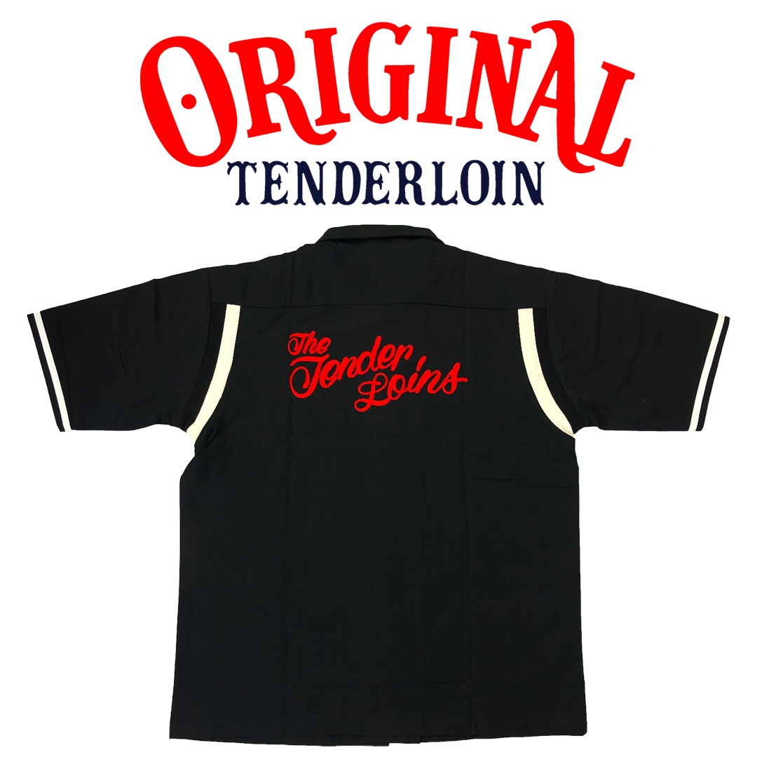 TENDERLOIN BOWLING SHIRTS BLACK RED EMBROIDERY