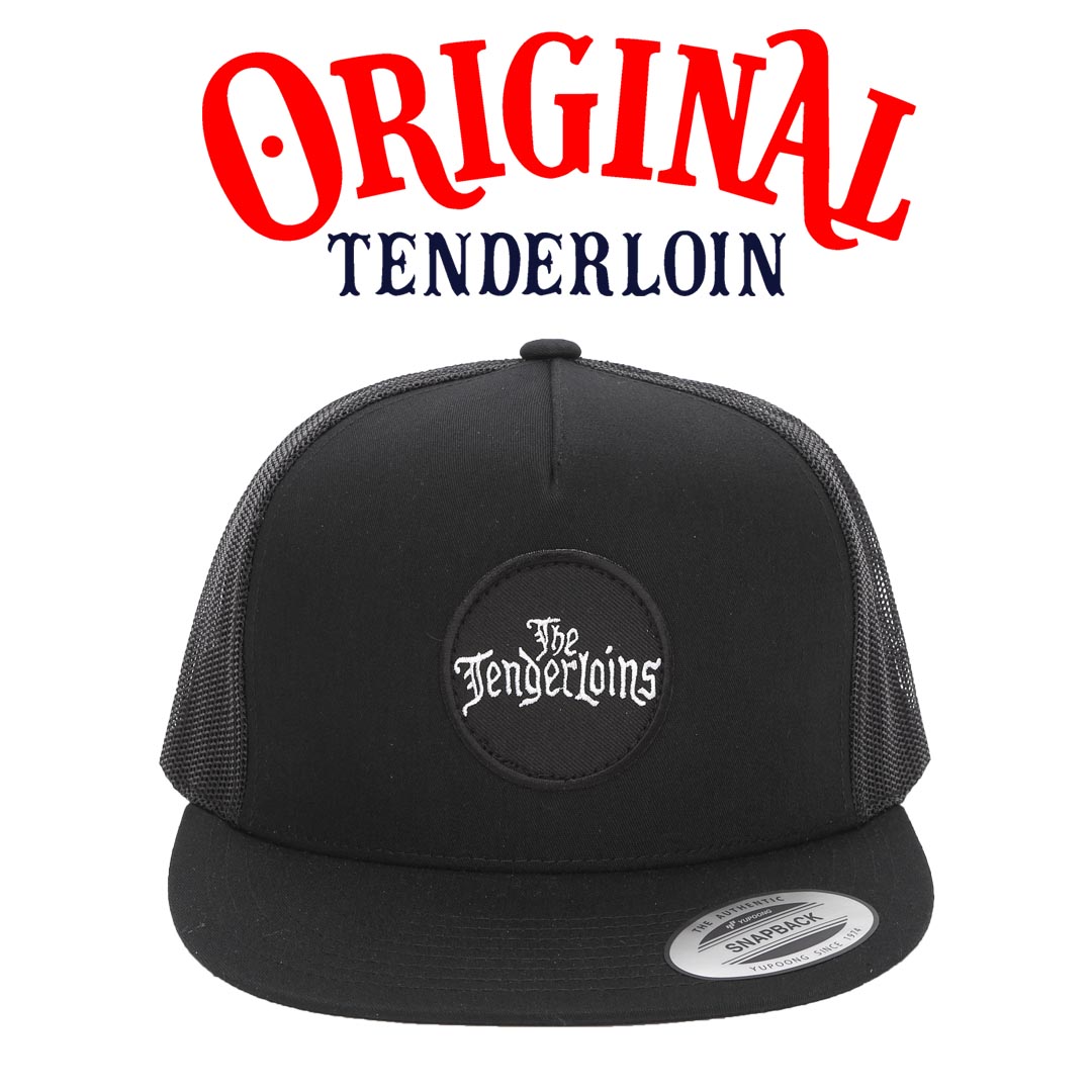 テンダーロイン　サークルロゴ　TRACKER CAP BLACK TENDERLOIN FLEXFIT Classic Trucker FLAT VISOR MESH CAP BLACK | CAP