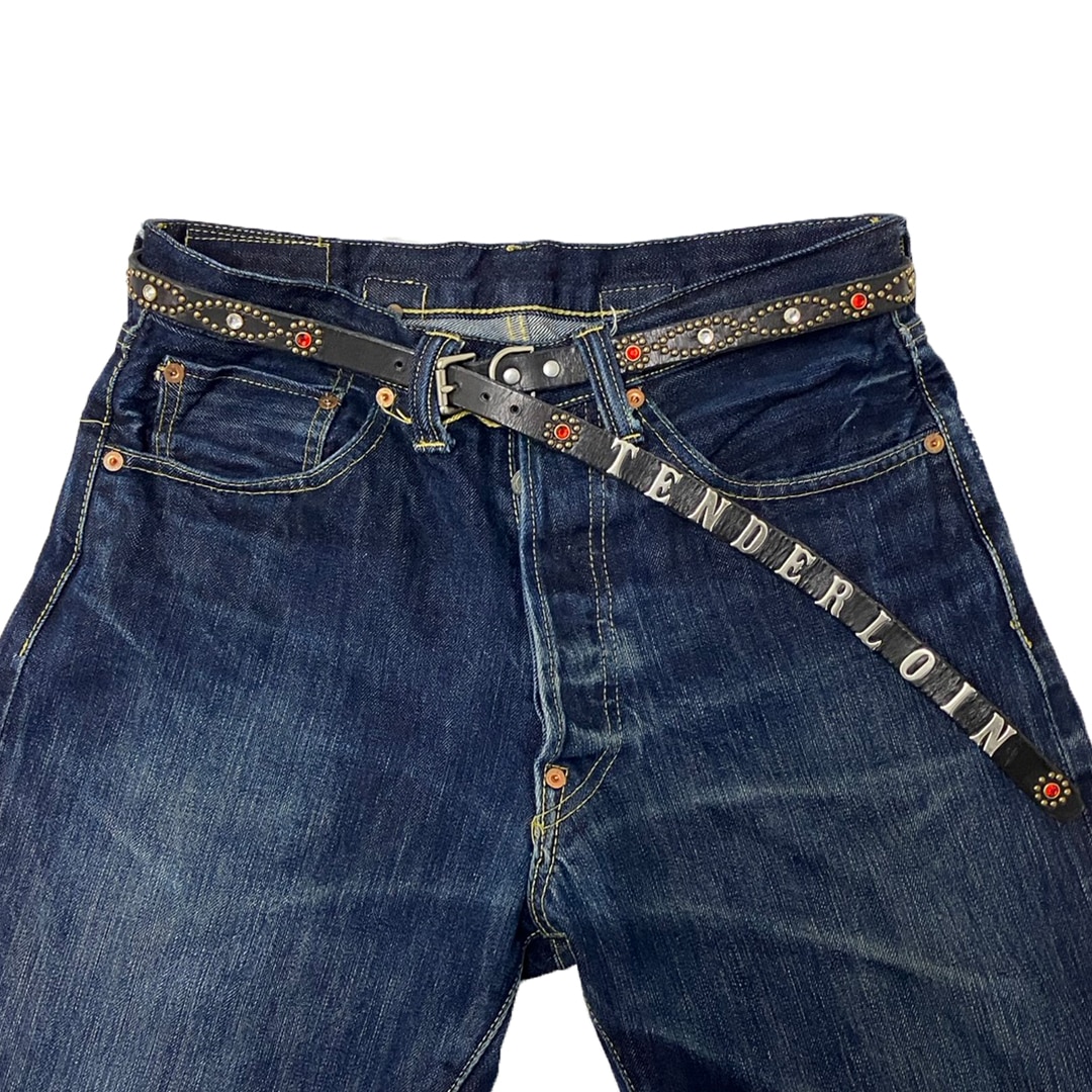TENDERLOIN Super Narrow STUDS BELT BLACK RED STONE | OTHER