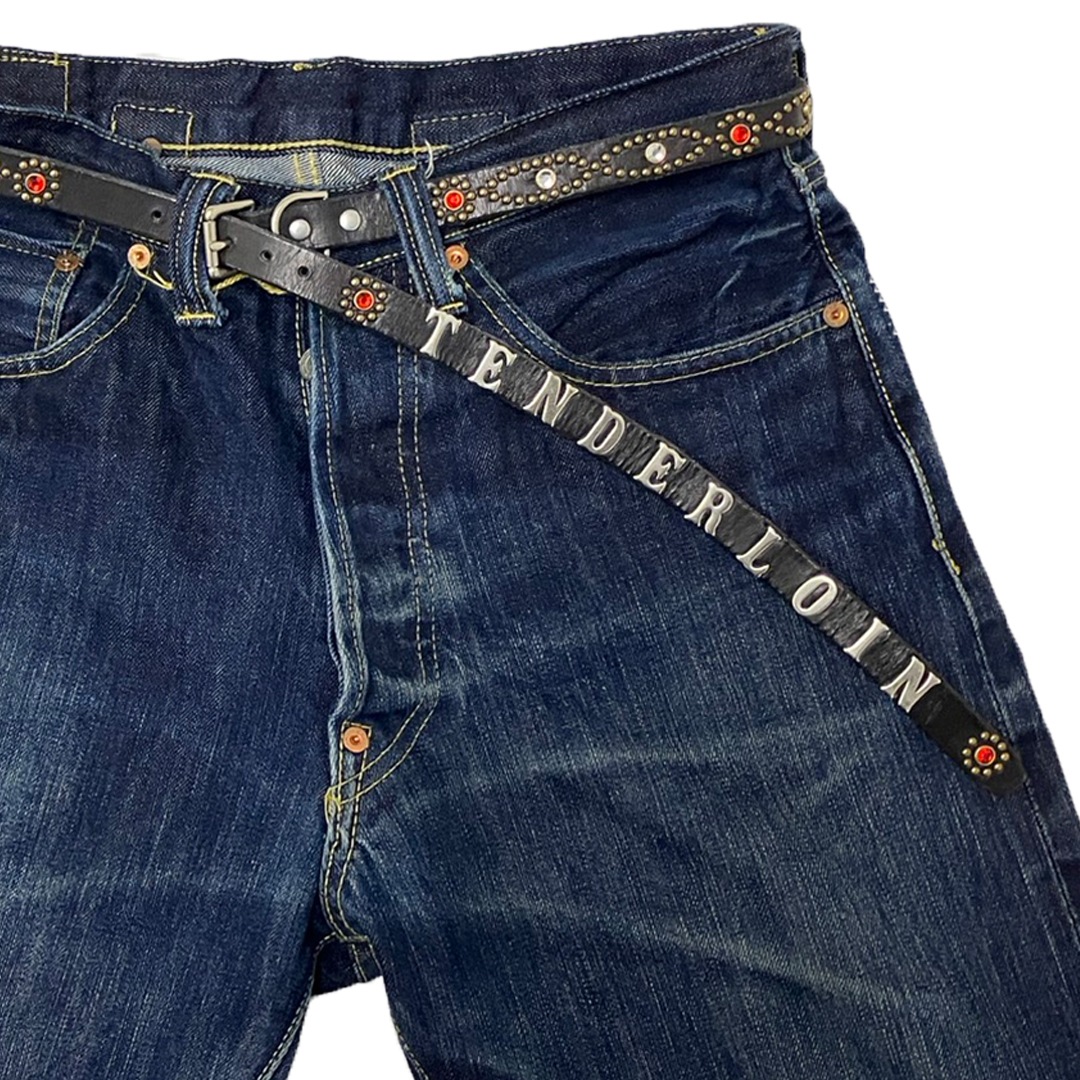 TENDERLOIN Super Narrow STUDS BELT BLACK RED STONE