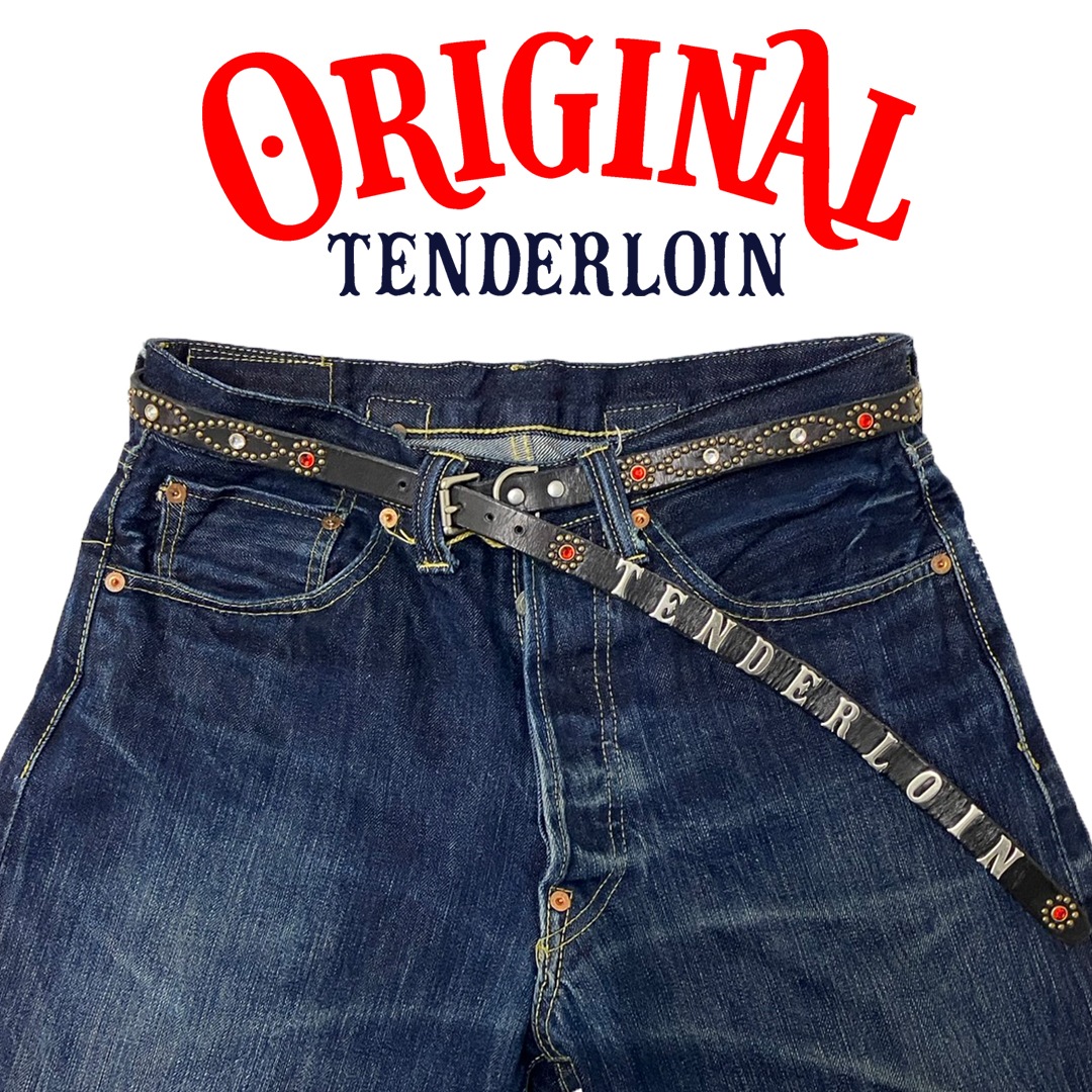 TENDERLOIN Super Narrow STUDS BELT BLACK RED STONE | OTHER