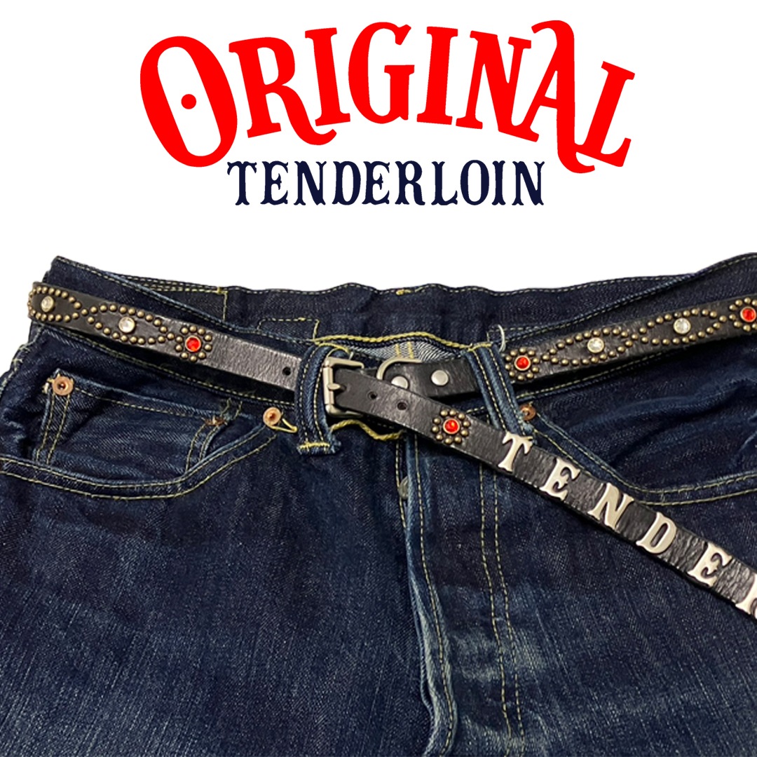 TENDERLOIN Super Narrow STUDS BELT BLACK RED STONE | OTHER